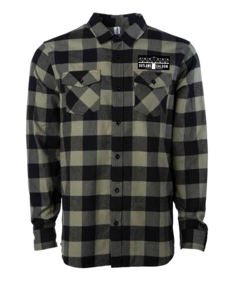 Olive/Black Outlaws Saloon Flannel